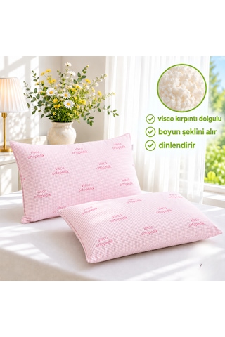 Visco Dolgulu Ortopedik Yastık 50x70 Cm -boyun Desteği Sağlar. Pembe