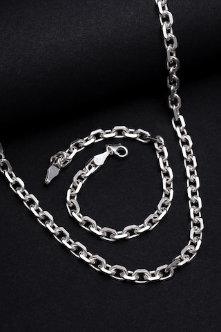 Erkek Gümüş Kolye ve Erkek Gümüş Bileklik Set - 6.5mm Forse Model Erkek Gümüş Set