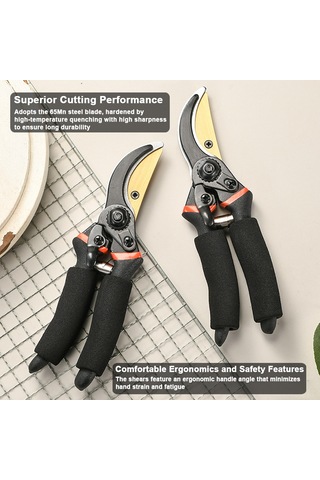 Yaozixa Bahçe Budama Makası 65mn Çelik 35mm Kalın Dal Kesim Güvenlik Kilitli Ergonomik Saplı Çift Taraflı Bahçe Aleti