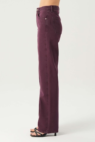 Diana Mürdüm Yüksel Bel Patı Fermuarlı Dad Straight Fit Pantolon C 4517-113 Mürdüm