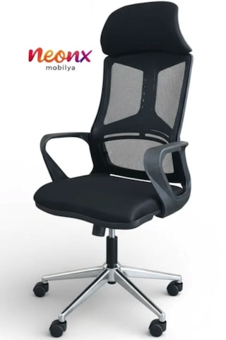 Neonx Arya Başlıklı Çalışma Koltuğu Ofis Koltuğu Başlıklı Personel Koltuğu Siyah