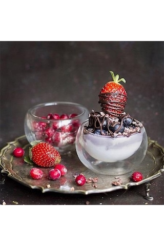 Kapris Çift Cidarlı 6'lı Cam Lokumluk Sosluk