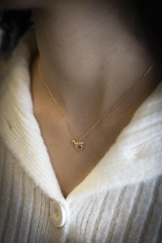 Modern Taşsız At Figürlü Altın Kolye