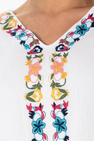 Kolsuz Şile Bezi Nakışlı Delfin Kısa Yazlık Otantik Elbise Beyaz Byz-beyaz