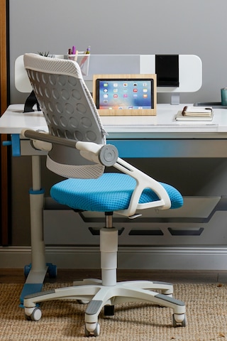 Creo Mobili Yükseklik Ve Sırt Ayarlı Sirius Çalışma Sandalyesi Ofis Ve Bilgisayar Koltuğu Beyaz/mavi Gri
