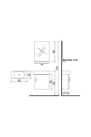 Denko Minica 50 Cm Mdf Beyaz Banyo Dolabı Takımı Beyaz