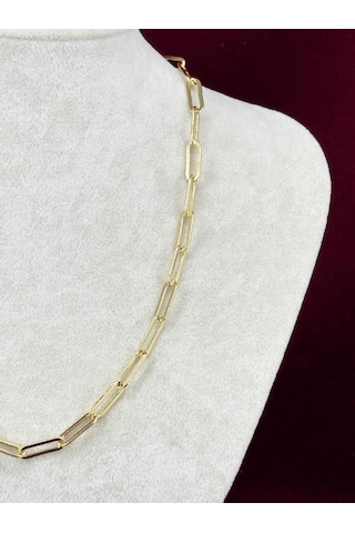 14 K Renginde Büyük Ataç Şekilli Gold Kolye 45 Cm Gold