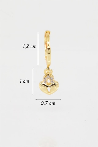 Kadın Kendi Tarzını Oluştur Zirkon Taşlı Kalp Figürlü 1 Adet Küpe-3363 Altın