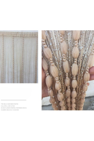 2m X 1m İp Perde Kapı Düz Kurdele İplikli Tüylü Püsküllü Oda Bölücü Ev Dekoru Kapı İçin Payet Perde Kapı İp Perdeleri Şampanya