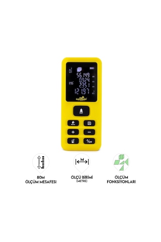 Dawreek Mesafe Ölçer E40 Yellow 80 Metre Dijital El Tipi Mesafe Ölçüm Cihazı