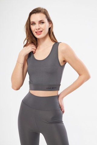 Lesa Wear Halter Yaka Spor Sütyeni Crop Top Füme