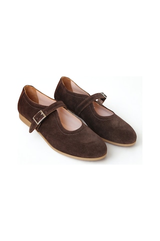 Ne&ve Shoes Kahve Süet Hakiki Deri Tokalı Babet Kahverengi