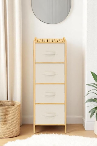 Digithome Bambu 4 Çekmeceli Dolap Organizer Çok Amaçlı Düzenleyici Şifonyer Db-0014