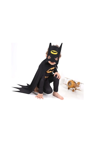 Batman Çocuk Kostümü - Maskeli Pelerinli Batman Kostümü Betmen