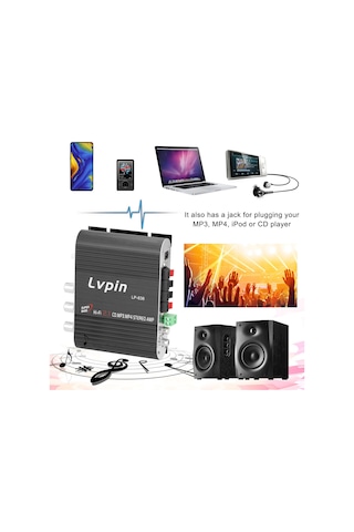 Geeroyoo Siyah 2.1 Kanal Alüminyum Güç Aleti, 200w Maksimum Güç, Düşük Distorsiyon, Araç Ve Ev İçin, Mp3/ipod Girişi