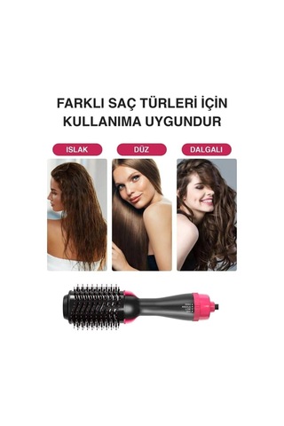 1200 W Ultra Hava Üflemeli Saç Şekillendirici Düzleştirici Fön Tarağı, Siyah