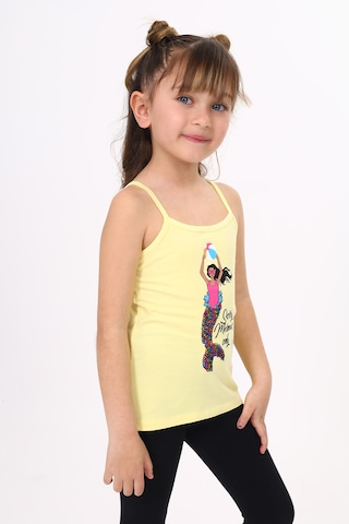 Toontoy Kids Toontoy Kız Çocuk Deniz Kızı Baskılı Pul İşlemeli Atlet Sarı