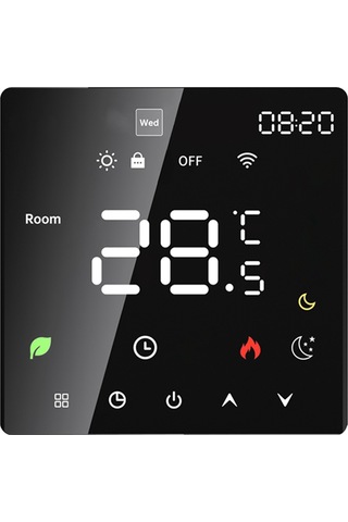 Hfambition Siyah Akıllı Su Isıtma Termostati - Wifi & Tuya Uygulaması, Ses Kontrolü, Dokunmatik Renkli Ekran, Manuel/otomatik Mod, Ip20 3a