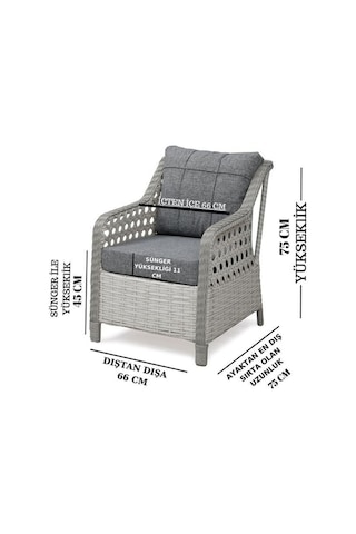 Petra Rattan 3 1 1 Masa 2puf Bahçe Balkon Mobilyası,vizon