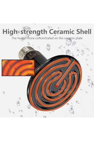 Yaleker Sürüngenler İçin E27 Seramik Isıtıcı Lambası, Abd Standardı, 50w, Siyah, 110v, Metal-seramik Malzeme Siyah