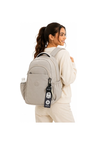 Su Geçirmez Kumaş Unisex Okul Çantası Bej Renk Okul Sırt Çantası 1650