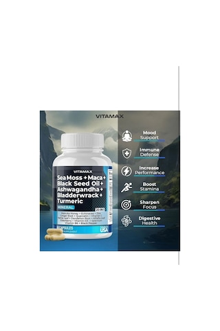 Sea Moss + Maca + Black Seed Oil + Ashw. Bladderwrack + Turmeric 60 Kapsül