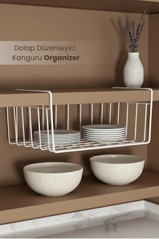 Dolap Düzenleyici Kanguru Organizer - Asılabilir Havlupan Düzenleyici Banyo Mutfak Düzenleyici Beyaz Beyaz