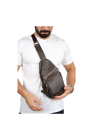 Mft Leather Hakiki Deri Unisex Çapraz Çanta Baggy 6981 Flother Kahve