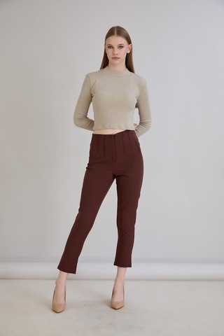 Sortie Collection Nervürlü Pantolon Kahverengi