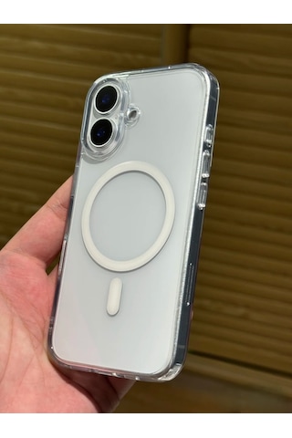 Apple Uyumlu iPhone 16 Şeffaf Kılıf Magsafe Özellikli Hybrid Kristal Kapak Şeffaf