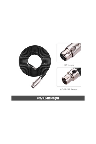 Fortunelane 2m Siyah 4-pin Mini Xlr Ta4f Ses Kablosu - Gümüş Açık Bakır İle Ses Kalitesini Artırır, Ev, Sahne Ve Stüdyo İçin Uygu