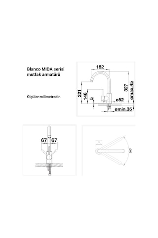 Blanco Mıda Evye Armatürü. Siyah Renk Siyah