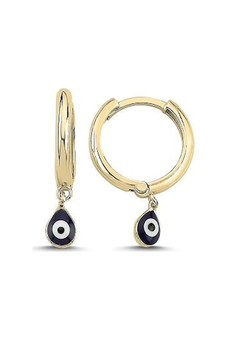 Brezza Lusso Jewelry 925 Ayar Mineli Göz Hagi Bayan Gümüş Küpe Altın Kaplama