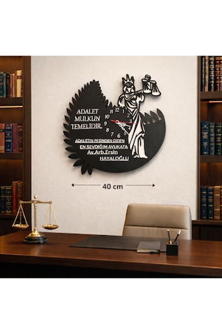 Avukat Duvar Saati 40 Cm Kişiye Özel No 3005 Siyah