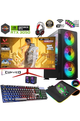 Apphirex TC77 R5-5500 16 GB 512 GB M.2 SSD 6 GB RTX3050 24" W11P Masaüstü Oyuncu Bilgisayarı