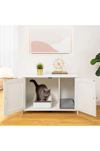 Ağaç Atölyesi – Cradle Ahşap Beyaz Kedi Evi