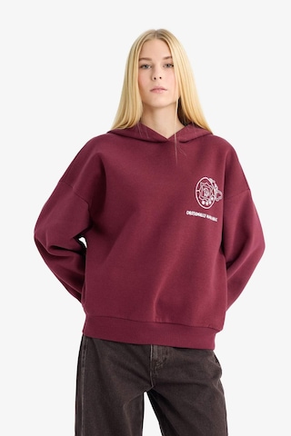 Defacto Coool Overshirt Fit Kapüşonlu Baskılı Kalın Kumaş Sweatshirt G0181ax25wnbr98 Bordo