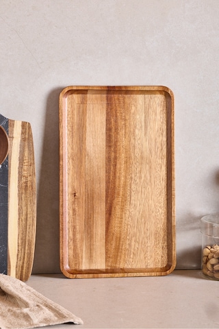 Akasya Dikdörtgen Tepsi 34x21 Cm Kahverengı Kahverengi