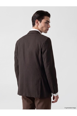 Lcw Busıness Kahverengi Regular Fit Çizgili Kruvaze Erkek Blazer Ceket