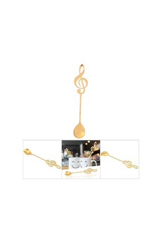 Yaozixa Müzik Notası Desenli 304 Paslanmaz Çelik Kahve Çorbası Tatlı Karıştırıcı Kaşık Altın - Ev Dekor Hediye Altın