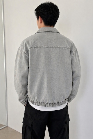 Tarz Cool Erkek Oversize Bomber Ceket Fermuarlı Basic Günlük Şık Mont Gri