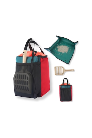 Kediler İçin Seyahat Çöp Kutusu 3in1 Kit - Taşınabilir Çöp Kutusu, Katlanabilir, Kapak, Küçük Scooper Uçak, Araba, Van, Kamp Ve Kedilerle Seyahat İçin Tam Kit Taş