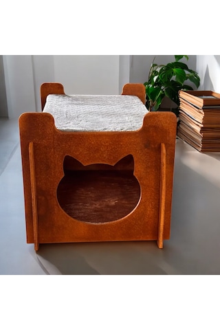 Ed Pet Dizayn Ed Asia Kedi Evi 2 Katlı Ceviz Renk