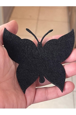 9x10 Cm 2'li Kalın Keçe Siyah Kelebek Aplike Yama Arma