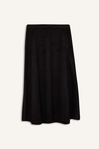 DeFacto A Kesim Basic Düz Süet Midi Etek E5405AX24WNBK81 Siyah