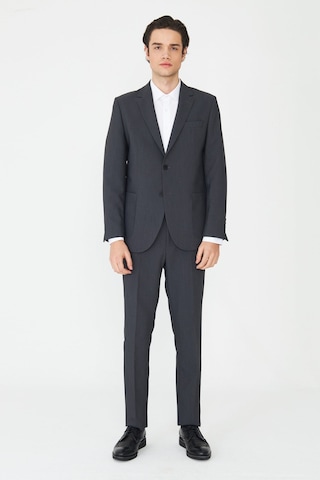 Gri Modern Kesim Slim Fit Premium Takım Elbise Füme