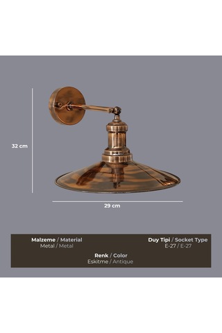 Rustica Eskitme Bakır Aplik Bakır