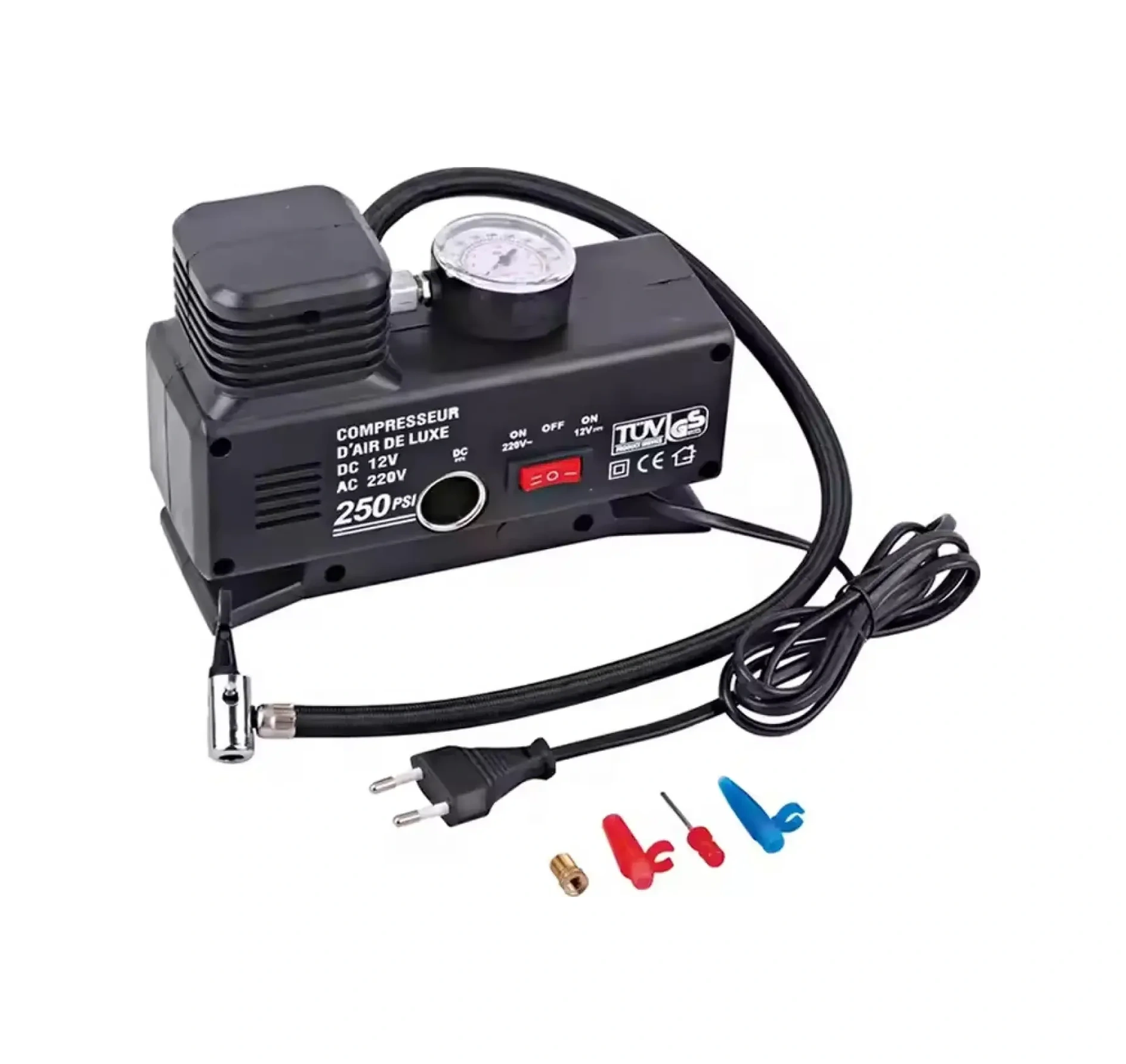 220 Volt-12 Volt 250 Psi Kompresör Lastik Hava Şişirme Oto Pompası Fişli Ve Çakmaklı Yage-843 5256