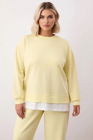 Benerly Kadın Bisiklet Yaka Düşük Kol Oversize İnce Örme Sweatshirt Fonks Sarı