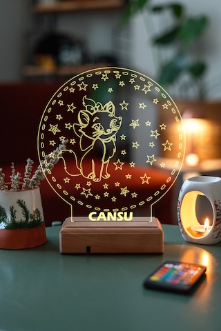 Çocuklara Özel 3D Kedi Ve Yıldızlar Masaüstü (458693959)